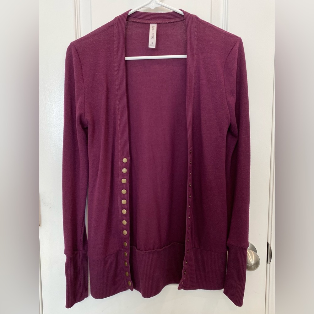 Purple Button Down Cardigan
